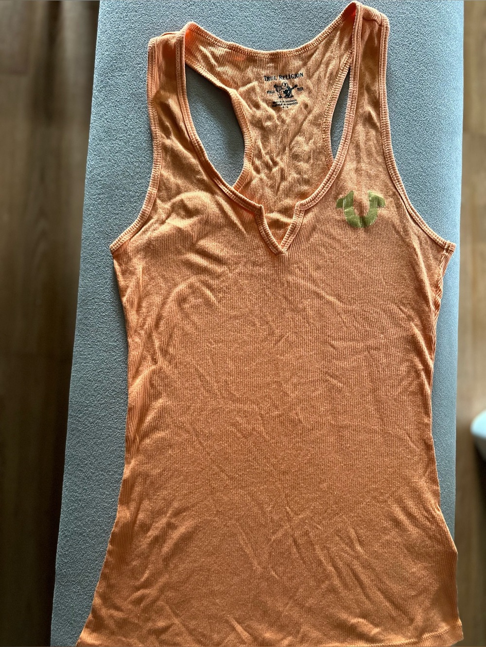 True Religion Peach-Orange Racerback V-Notch Tank